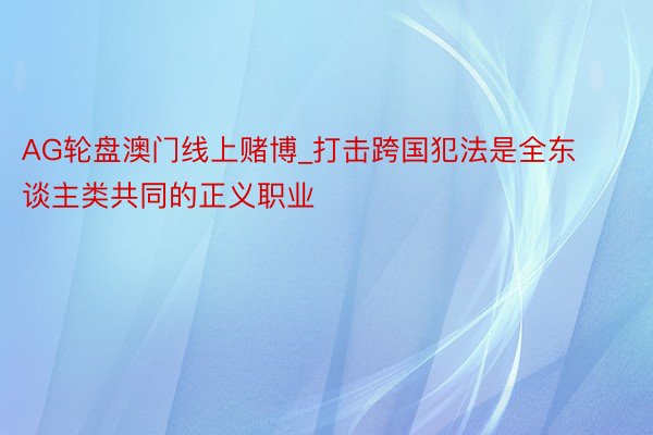 AG轮盘澳门线上赌博_打击跨国犯法是全东谈主类共同的正义职业