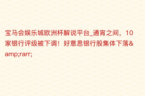 宝马会娱乐城欧洲杯解说平台_通宵之间，10家银行评级被下调！好意思银行股集体下落&rarr;