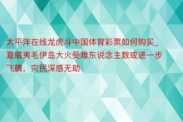 太平洋在线龙虎斗中国体育彩票如何购买_夏威夷毛伊岛大火受难东