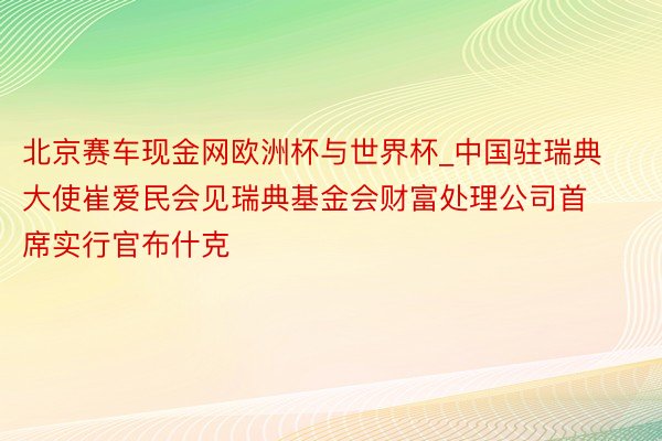 北京赛车现金网欧洲杯与世界杯_中国驻瑞典大使崔爱民会见瑞典基金会财富处理公司首席实行官布什克