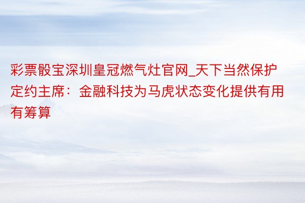 彩票骰宝深圳皇冠燃气灶官网_天下当然保护定约主席：金融科技为马虎状态变化提供有用有筹算