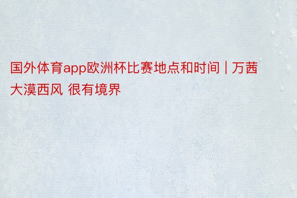 国外体育app欧洲杯比赛地点和时间 | 万茜 大漠西风 很有境界